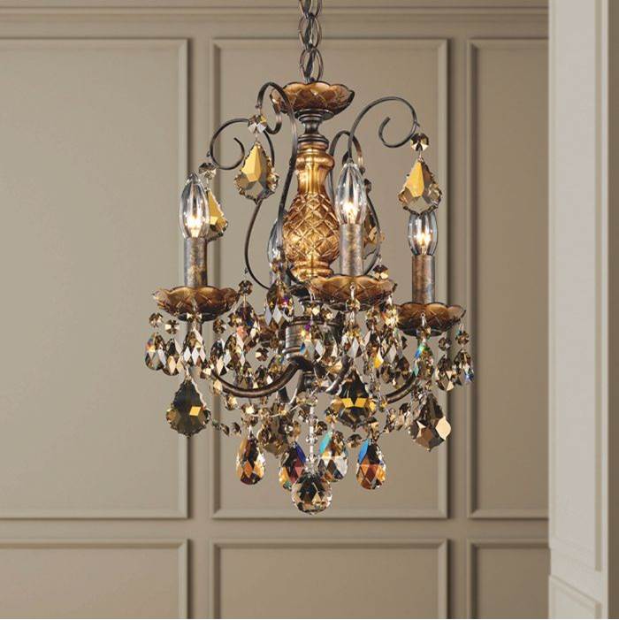 Schonbek New Orleans 4 Light 110V Chandelier in Rich Auerelia Gold with Clear Crystals From Swarovski®