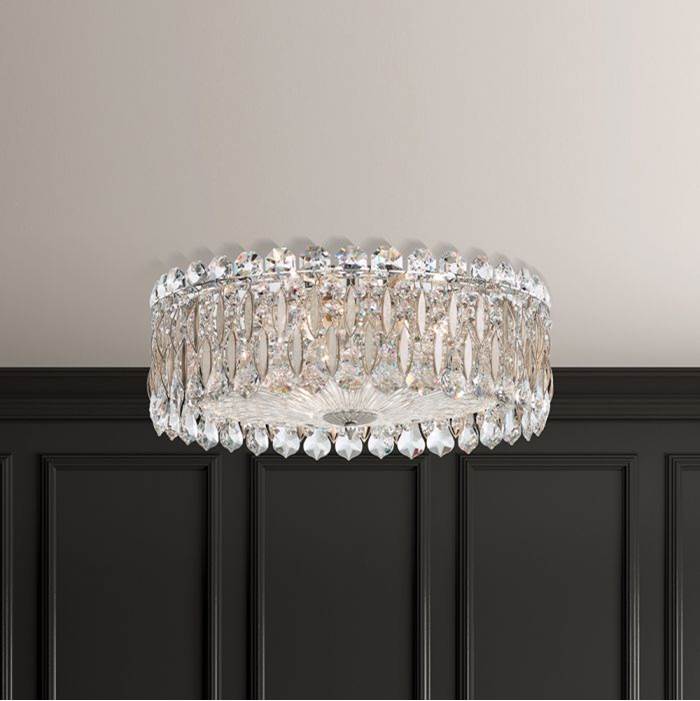 Schonbek Sarella 3 Light 110V Close to Ceiling in White with Crystal Heritage Crystal