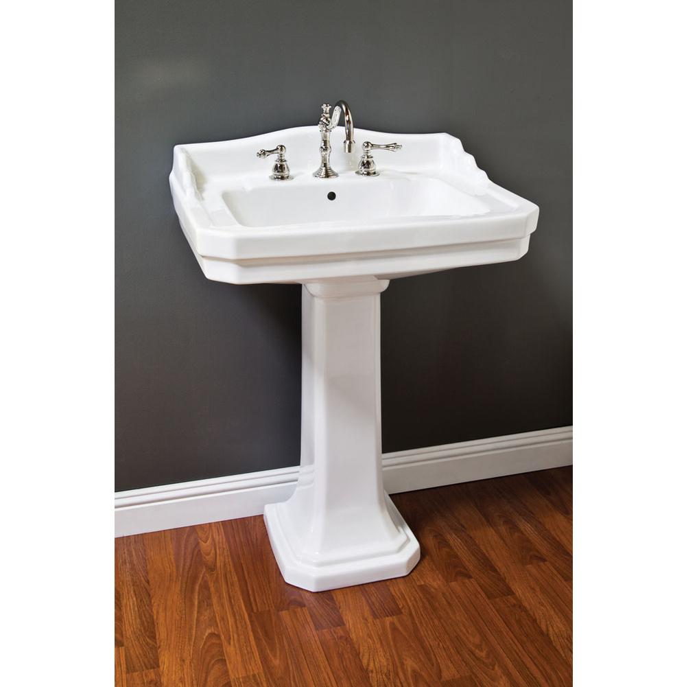 Strom Living Porcelain Deco Pedestal Sink W/Backsplash.  Total Height 38 3/4'', Front 34 1/2'',