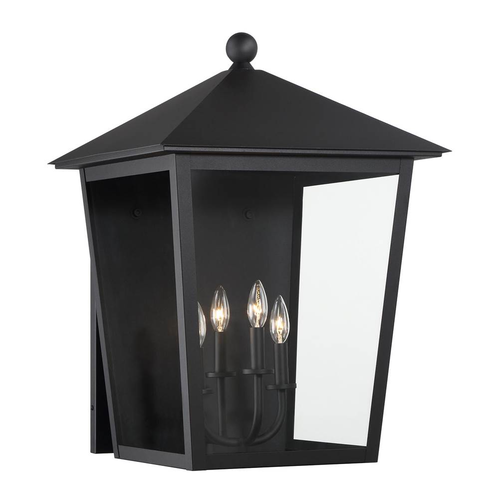 The Great Outdoors Noble Hill 4-Light Sand Coal Wall Mount with Clear Glass Shade