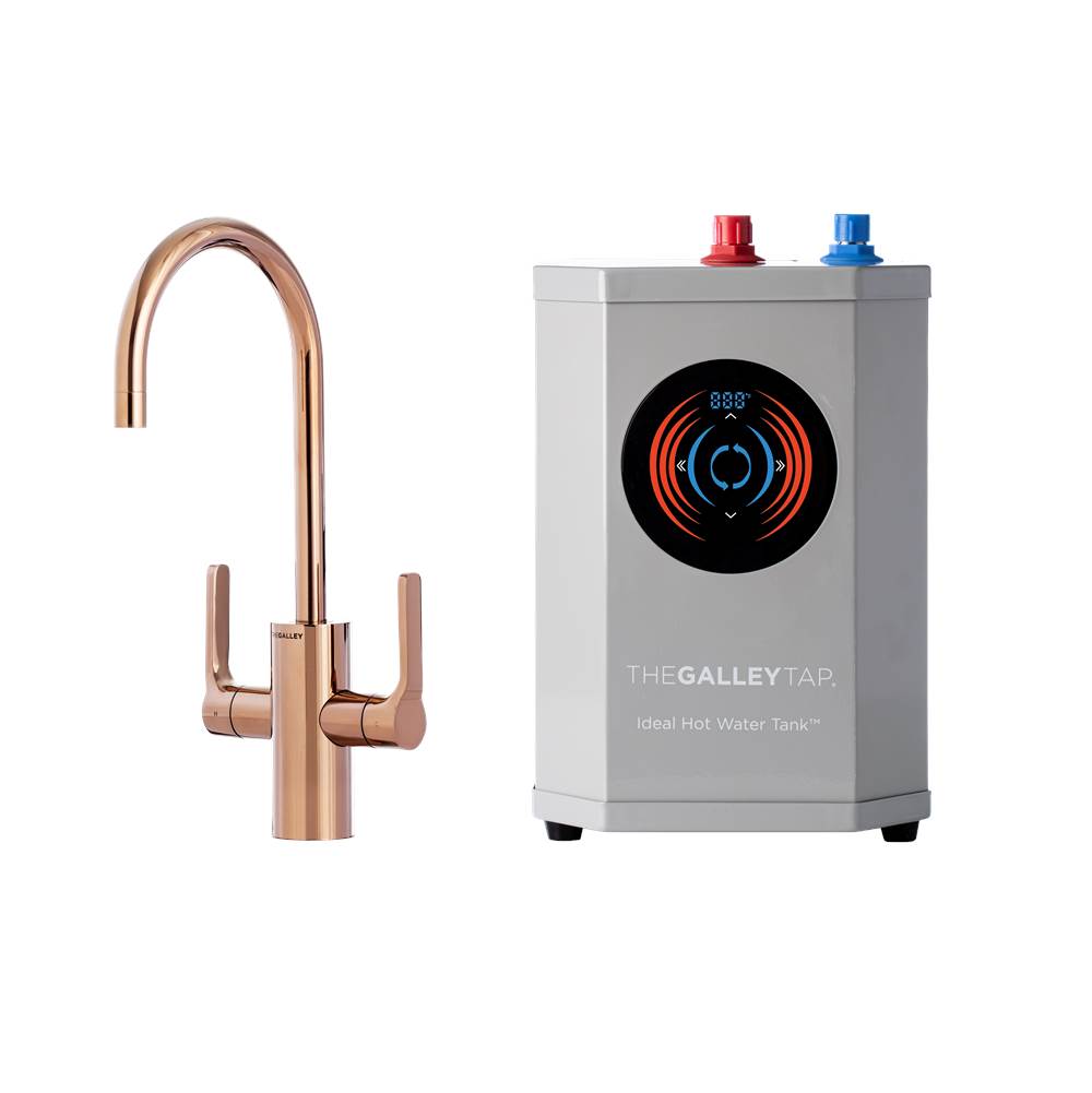 The Galley Ideal Hot & Cold Tap in PVD Polished Rose Gold Stainless Steel and Ideal Hot Water Tank