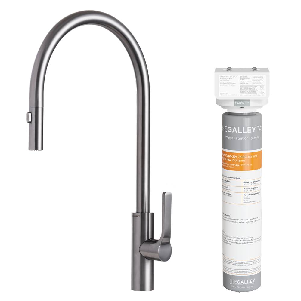The Galley Ideal Tap Eco-Flow in PVD Gun Metal Gray  Stainless Steel and Water Filtration System