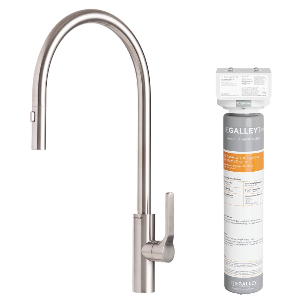 The Galley Ideal Tap Eco-Flow in Matte Stainless Steel and Water Filtration System