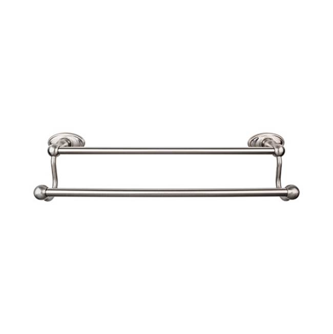 Top Knobs Edwardian Bath Towel Bar 24 In. Double - Oval Backplate Brushed Satin Nickel