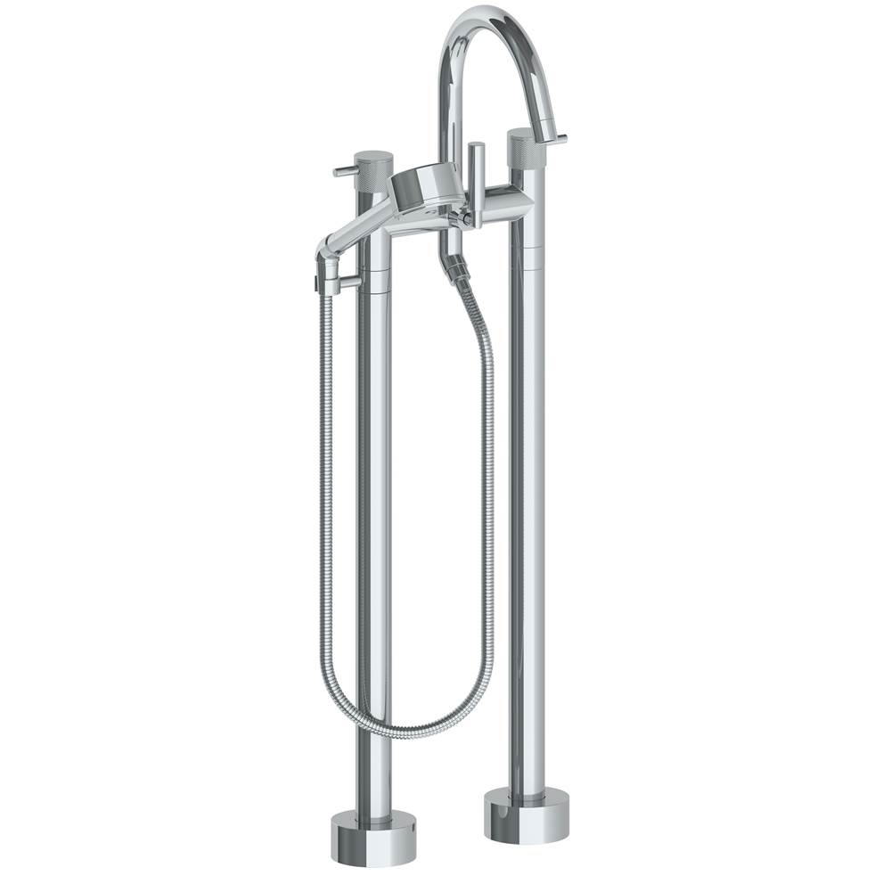 Watermark Floor Standing Bath set with Gooseneck Spout and Volume Hand Shower